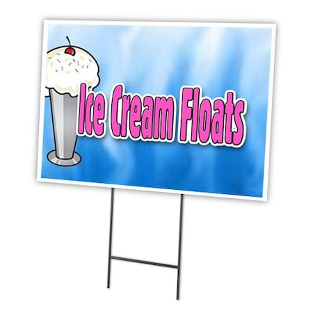 Ice Cream Floats Yard Sign & Stake Outdoor Plastic Coroplast Window